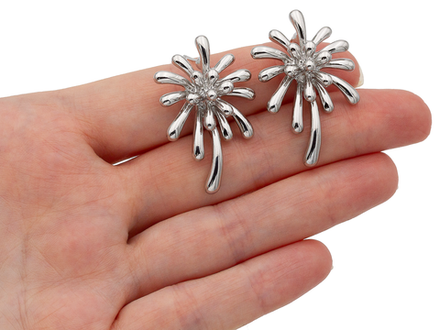 Серьги-гвоздики "Астры", 36мм(не зеркальные)