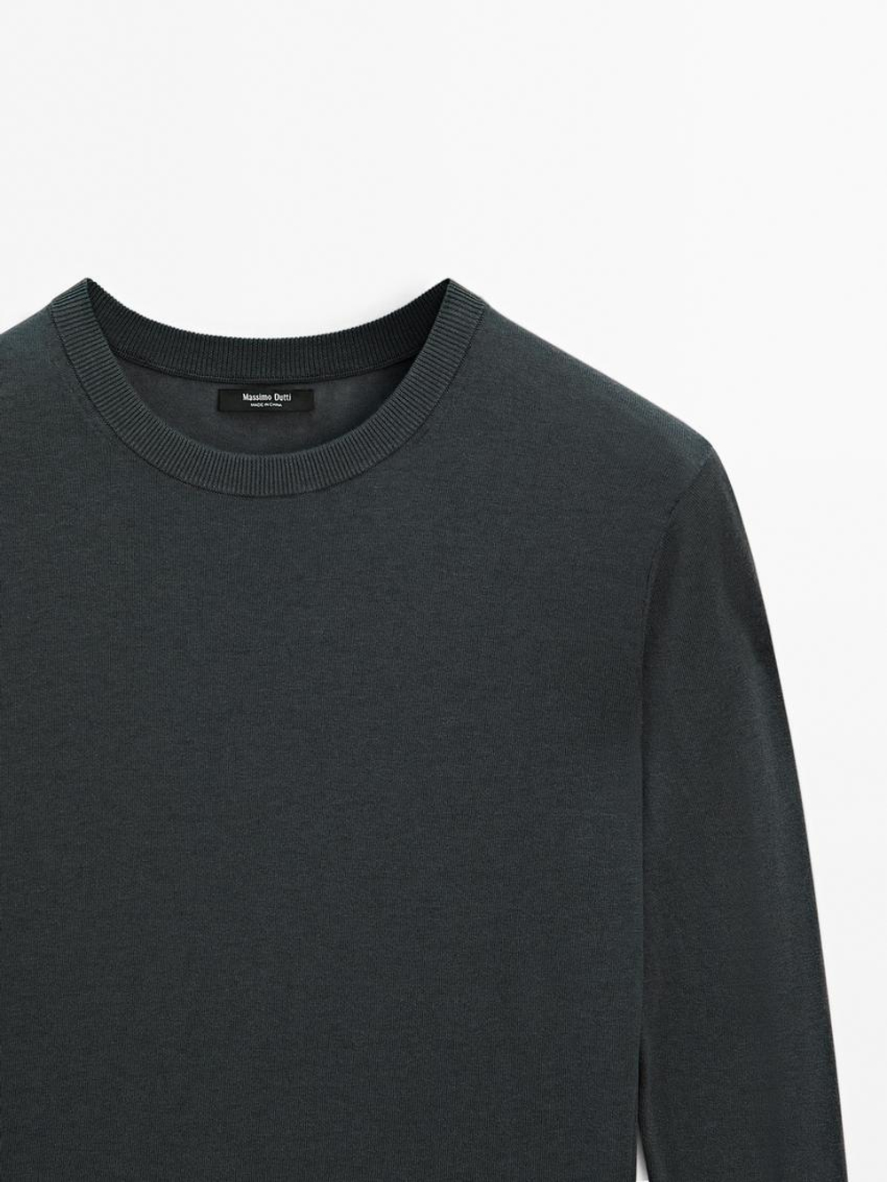 Massimo Dutti Свитер из смесового хлопка, свинцовый