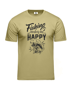 Футболка Fishing makes me happy классическая прямая оливковая