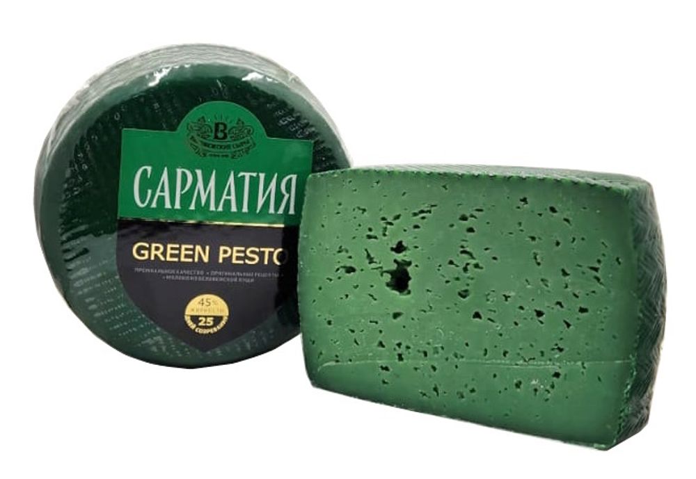 Сыр &quot;Сарматия Green Pesto&quot; Беловежский - купить с доставкой по Москве и области