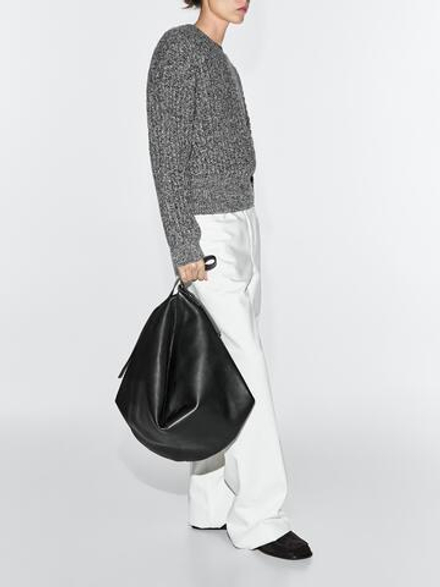 Massimo Dutti Сумка из кожи наппа, черный