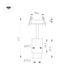 Светильник ART-NEMO-BUILT-ZOOM-R29.5-2W Warm3000 (BK, 15-45 deg, 24V) (Arlight, IP20 Металл, 5 лет) 049769