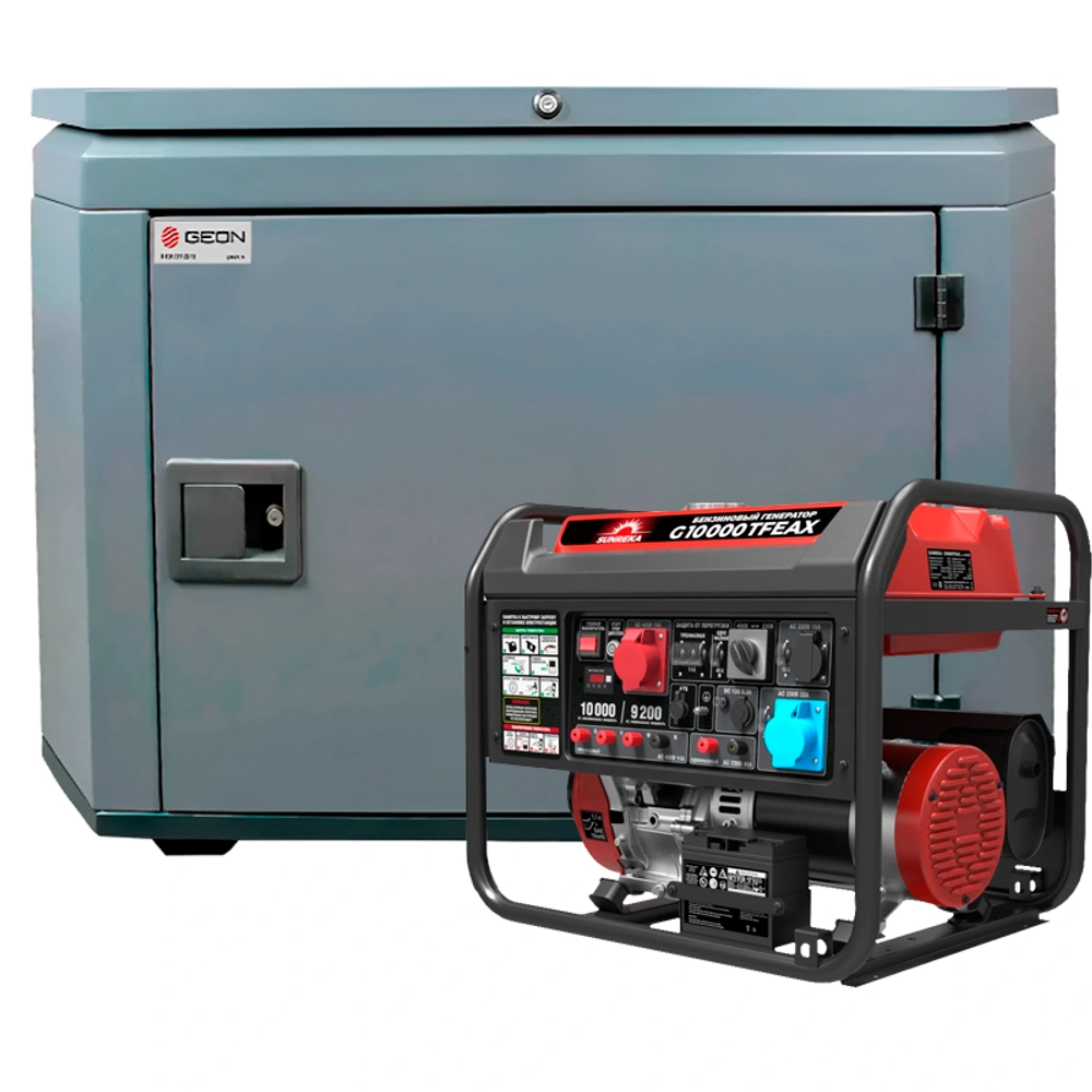 Генератор бензиновый SUNREKA G10000TFEAX с кожухом Geon 1400SS RAL 7024