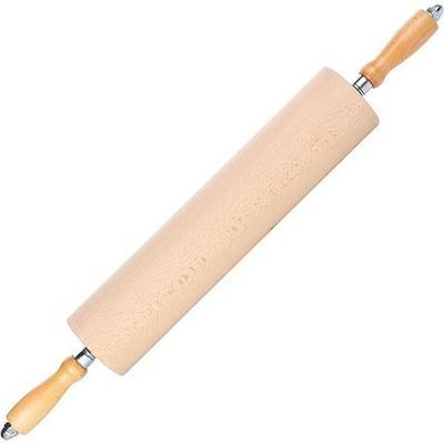 Скалка с вращающейся ручкой;бук;,L=70/40,B=9см;древесн.,белый (Цвет: коричневый)