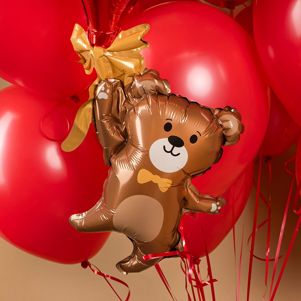 Шар (33''/84 см) Фигура, Мишка с сердцем, 1 шт.