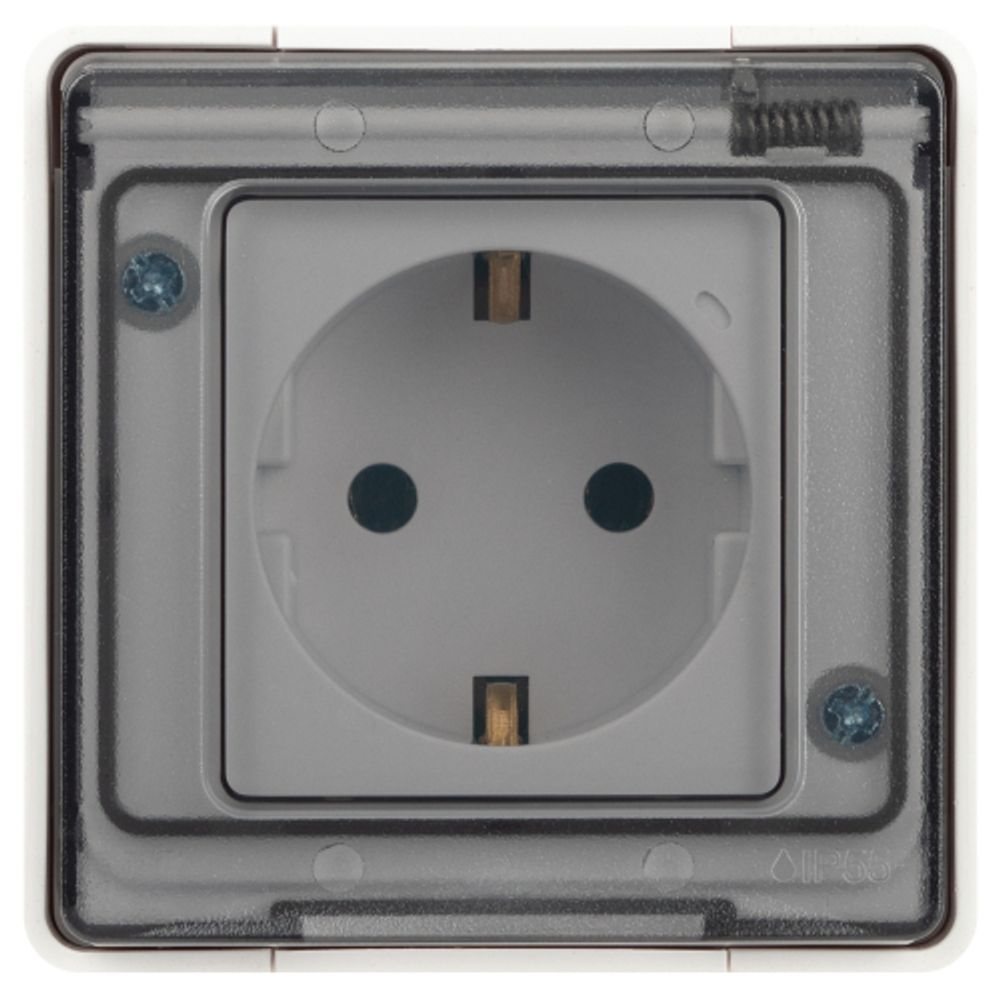 Розетка ЭРА Эксперт 11-2501-01 2P+E IP55, 16A-250В, ОУ, белый