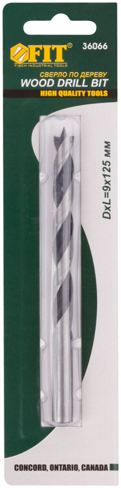 36066 Сверло по дереву, CrV Профи 9 мм FIT