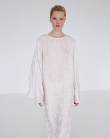 Платье из смесового шелка Стелла Маккартни сердечки белый