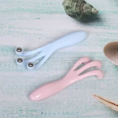 Массажер для зоны лица и шеи декольте «Beauty House - Roller», цвет розовый и голубой, 14*5/20*11