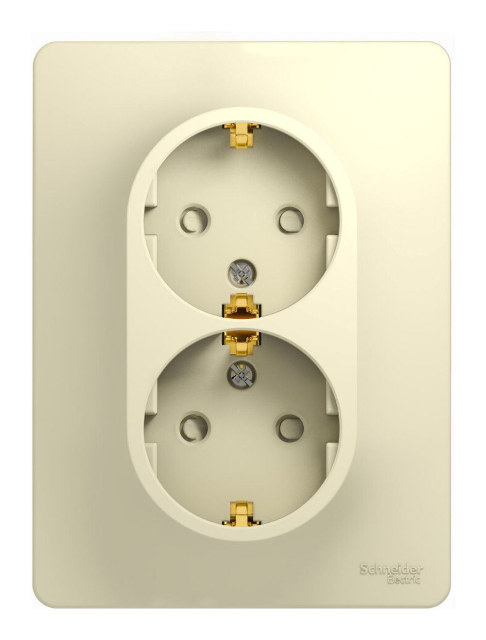 Schneider Electric Glossa Бежевый Розетка 2-местная с заземляющими контактами со шторками в сборе с рамкой IP20 скрытая установка GSL000226