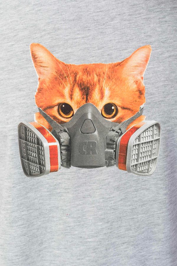 Футболка Regular Respirator Mask Cat Серый Меланж - фото 3