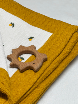 Утеплённый двусторонний плед-одеяло RinaAmari Горчица, 105*120