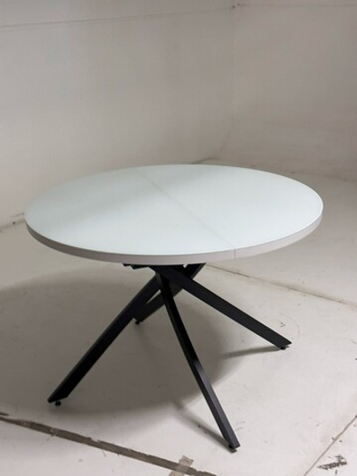 Стол ДАРИО D110 раскладной Белый, стекло/ Черный каркас М-City