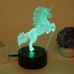 Светильник ночник «3D-Волшебный Единорог» на пластиковой подставке, с включателем USB