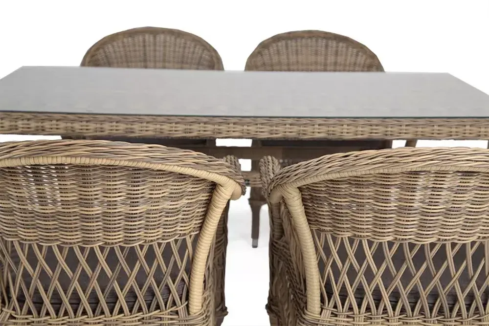 "Амароне" обеденная группа из искусственного ротанга на 6 персон, цвет соломенный