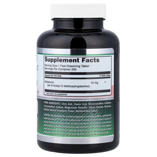 Amazing Nutrition, Мелатонин, клубника, 10 мг, 250 таблеток