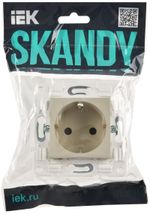 SKANDY Розетка с заземлением с защитными шторками 16А SK-R04B бежевый IEK