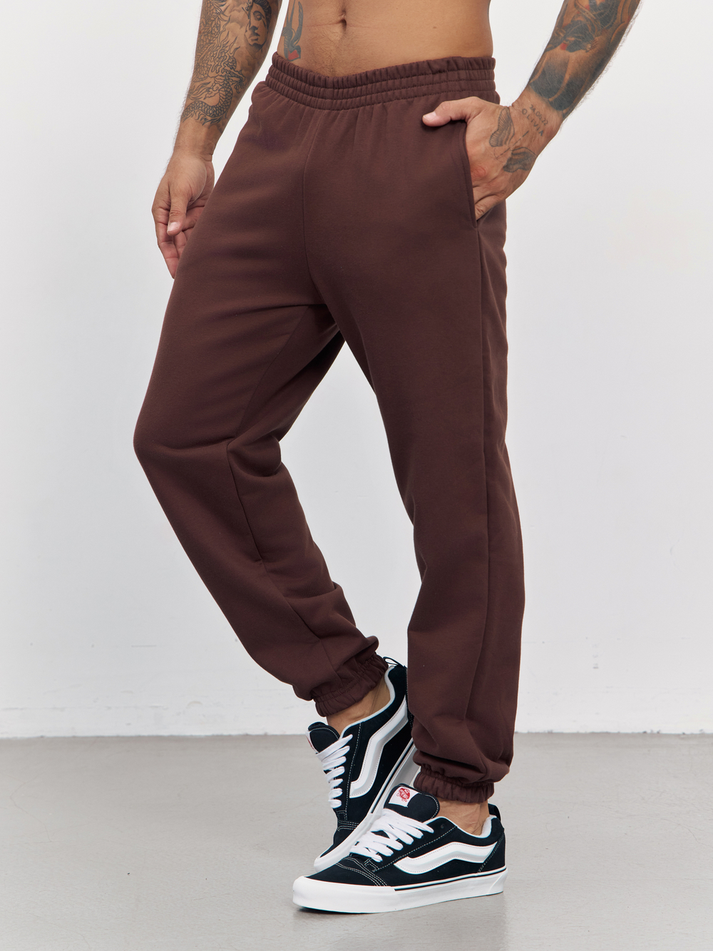 Брюки мужские с начесом "jogger fleece" (коричневый)