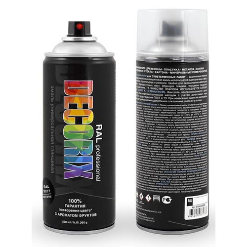 Эмаль аэроз. DECORIX акрил. Professional RAL 9017 транспортный черный 520мл  0138-9017 DX