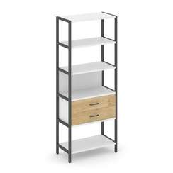 Shelf System Односекционный стеллаж пятиярусный с ящиками SN.STM-512 Белый/Тиквуд Светлый/Металл Ант