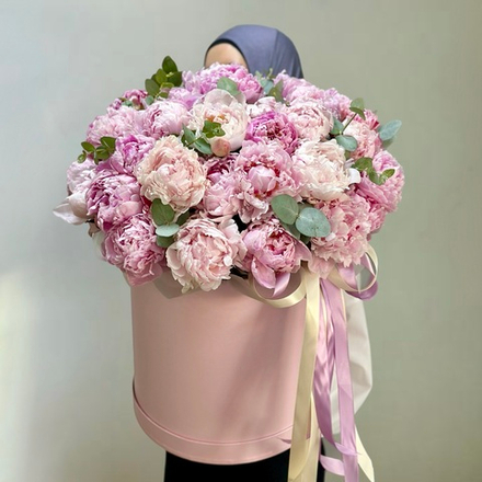 51 ароматный пион «Сара Бернар» в коробке. Букет 1161