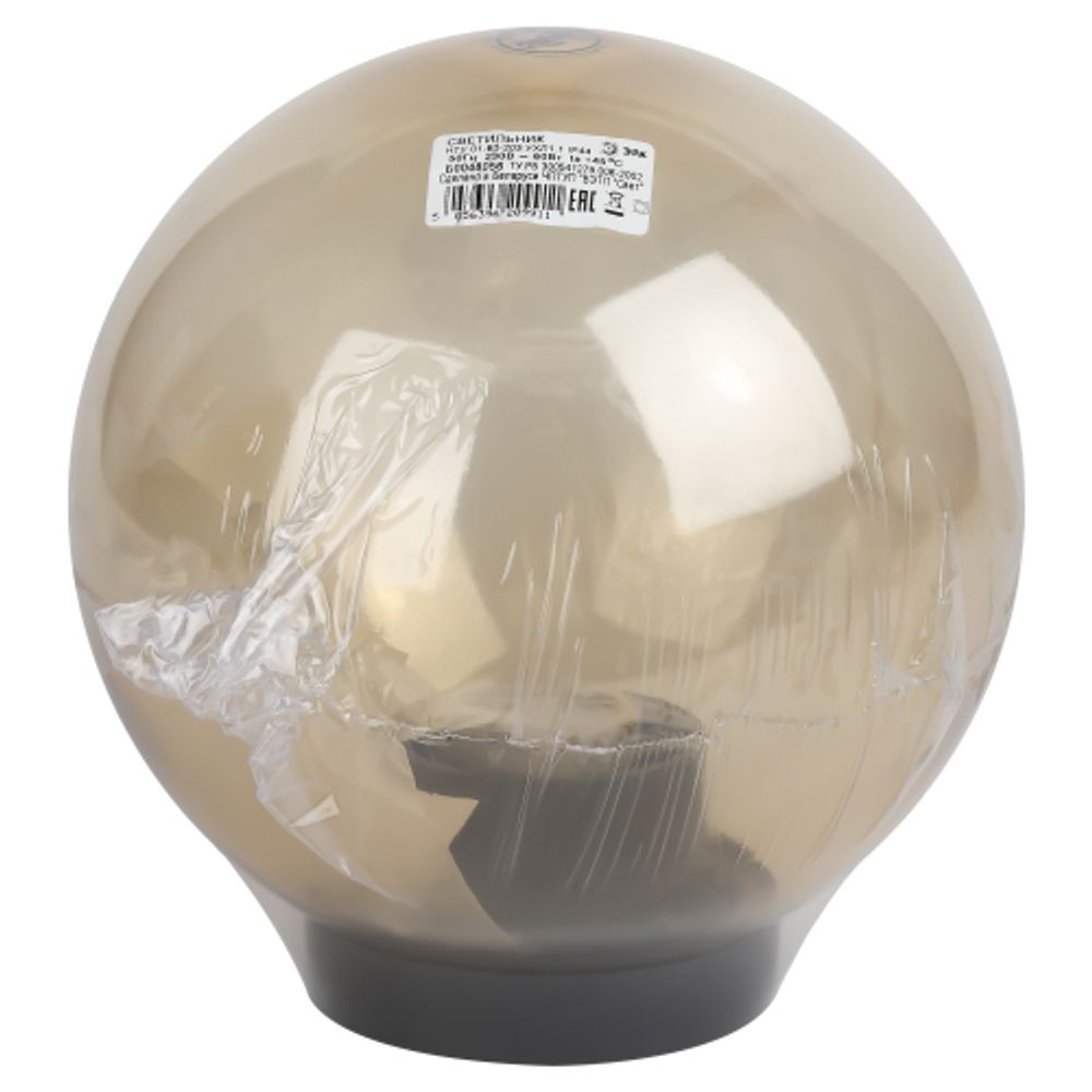 Садово-парковый светильник ЭРА НТУ 01-60-203 шар золотистый на опору / кронштейн IP44 Е27 max60Вт d200mm