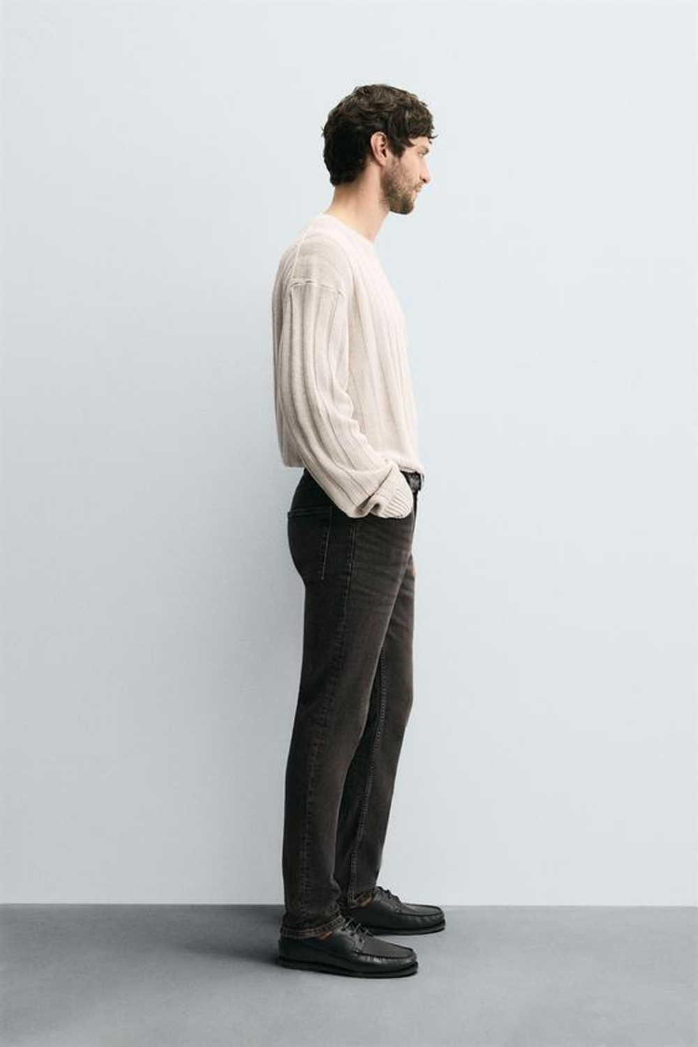 ZARA ДЖИНСЫ SLIM FIT БАЗОВЫЕ, СЕРЫЙ / БЕЖЕВЫЙ