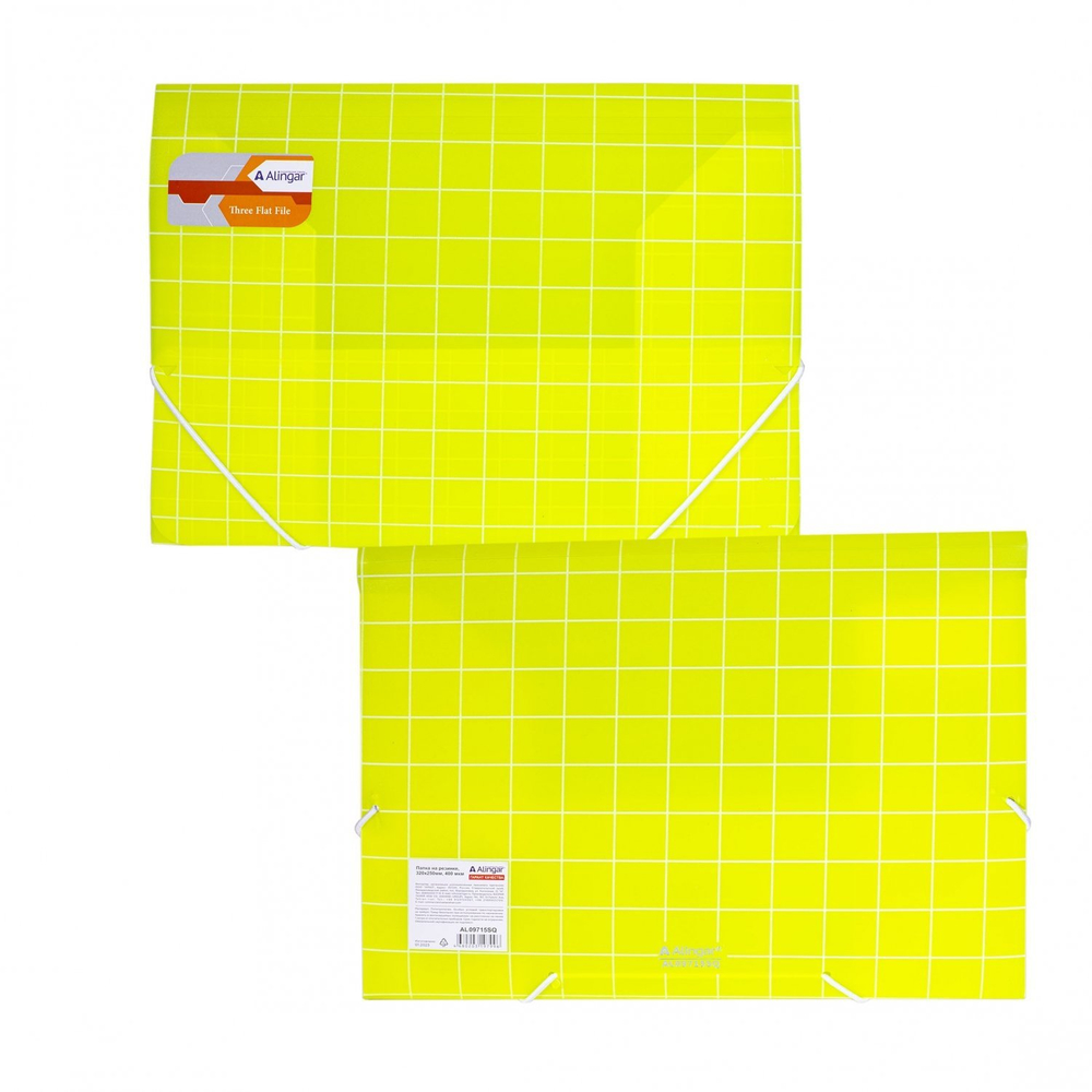 Папка на резинке Alingar, A4, 250х320 мм, 400 мкм, ассорти, матовая, "Square"