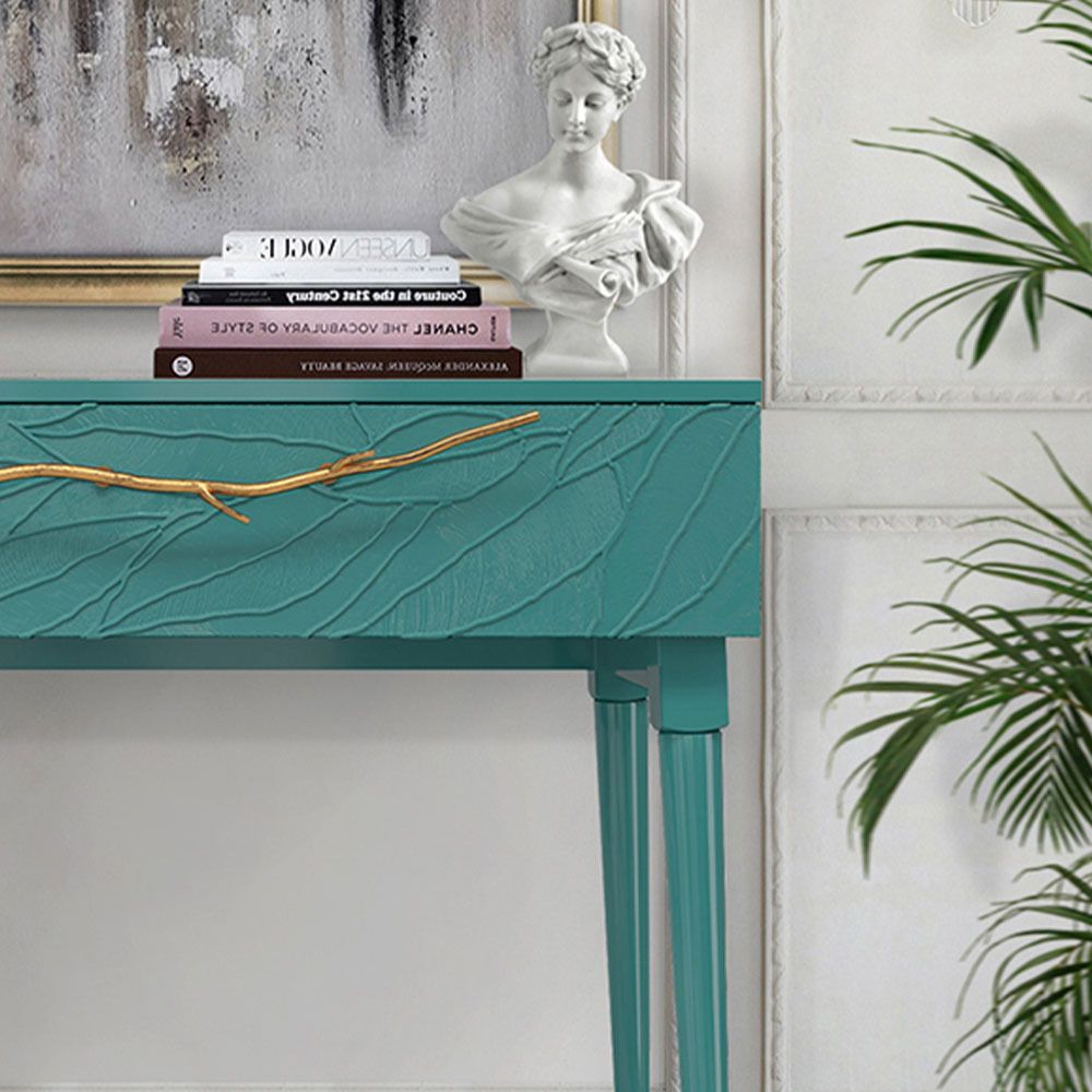 Консоль Арт Колор leaves Стайл Голд Пастельно-синий