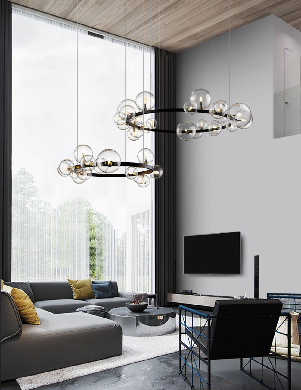 Люстра KM1294P-24 black/clear