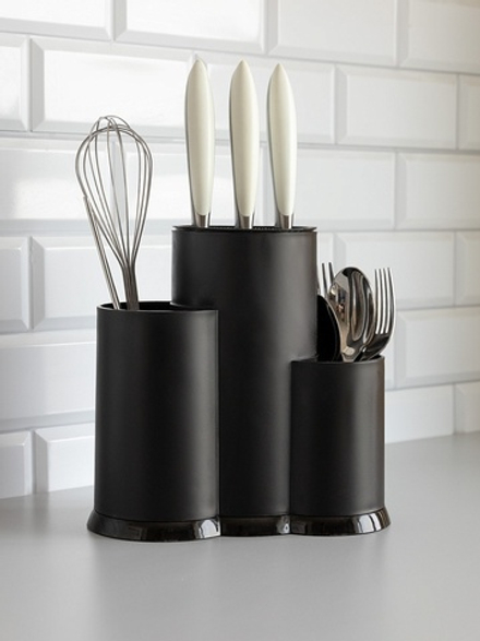 Подставка для кухонных принадлежностей DeNASTIA 23x22x12,5, полипропилен черный
