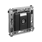 Розетка TV проходная в стену, "Avanti", "Черный матовый"