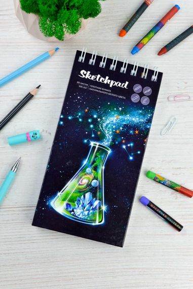 Скетчпад 105х210 мм, 80 л, блок - белый офсет 100 г/м², арт. 62113