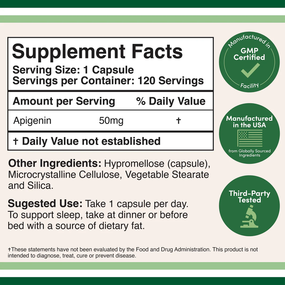 Double Wood Supplements - Apigenin - 120 x 50 mg capsules