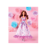 Кукла Barbie Signature с поздравлениями на день рождения, коллекционная, в атласном сиреневом платье, с волнистыми каштановыми волосами, в подарочной упаковке