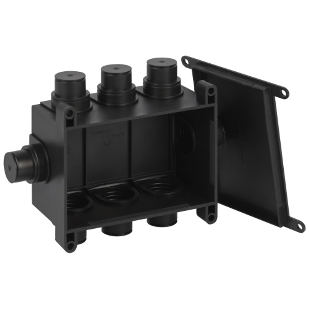 Коробка распаячная ЭРА KRM-118-76-60 черная 118х76х60мм для монолитного строительства 8 входов IP44