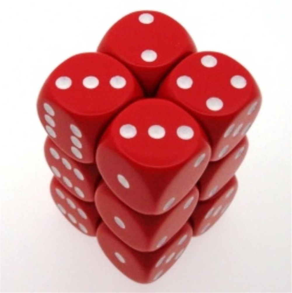 Chessex 12-D6 set (16mm) - Opaque Red/White
