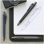 Ручка шариковая автоматическая Faber-Castell "Poly Ball Urban XB" синяя, 1,4мм, софт-тач, трехгран., серый камень корпус