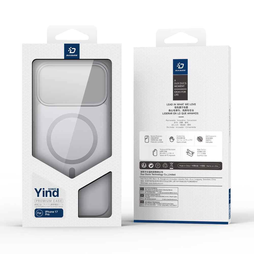 Матовый чехол серого цвета и с MagSafe для iPhone 17 Pro, серия Yind Series от Dux Ducis