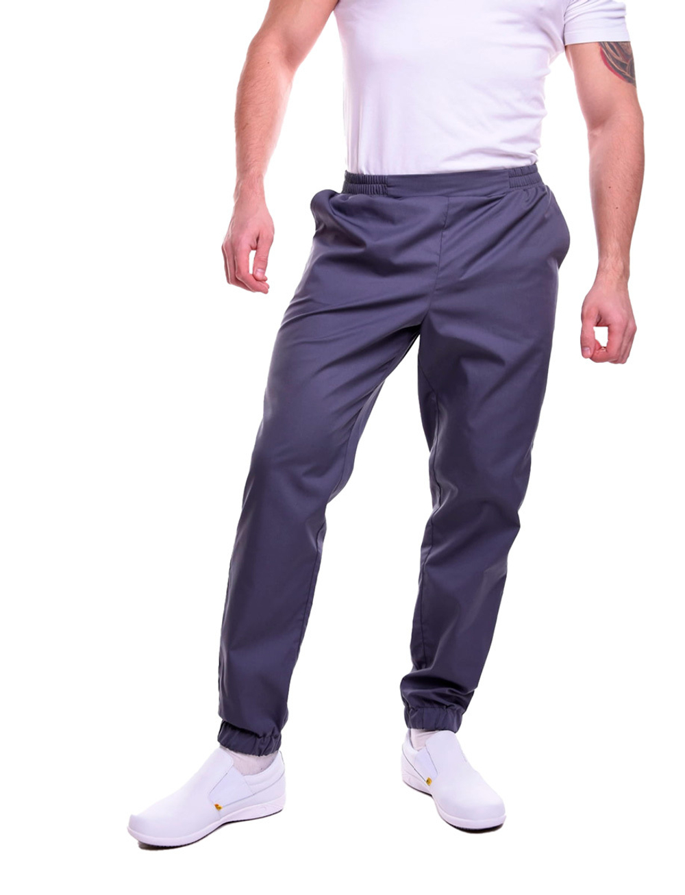 Брюки медицинские женские Доктор стиль Релакс с манжетами на резинке, графит, 50