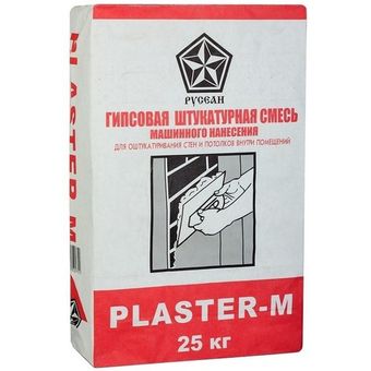 Штукатурка гипсовая Русеан Plaster-M 25 кг для машинного нанесения