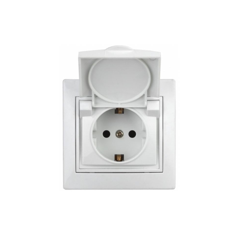 Розетка РОНДО 1 мест. СУ с/з со шторками с крышкой 16А 250В