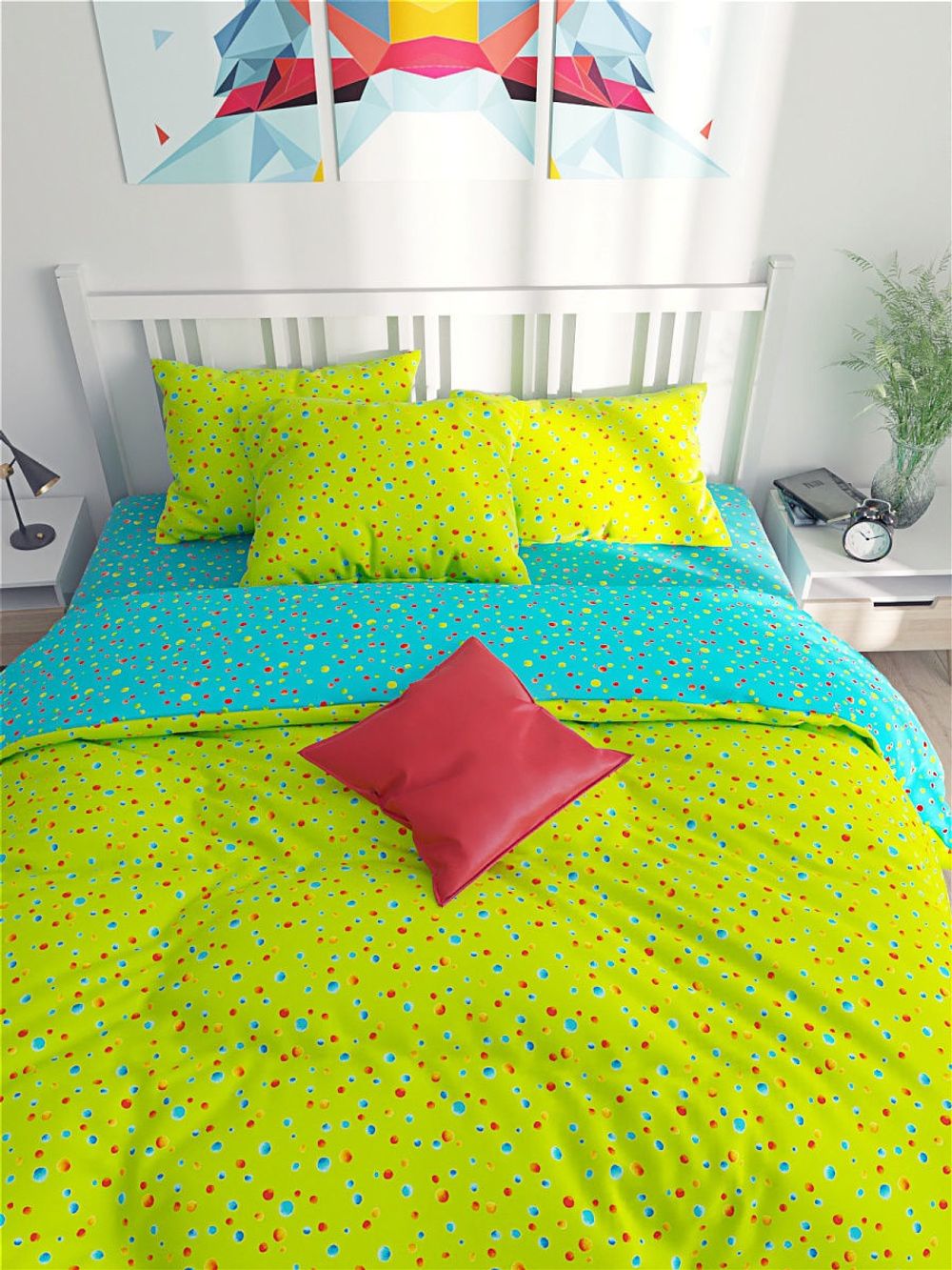 Постельное белье Сказка "Акварель/Акварель" 2-спальный Наволочка 50х70 см 2 шт Простынь 240х215 см Пододеяльник 175х215 см, перкаль