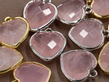 Подвеска "Сердце" 15мм, из бледно-розового кварца