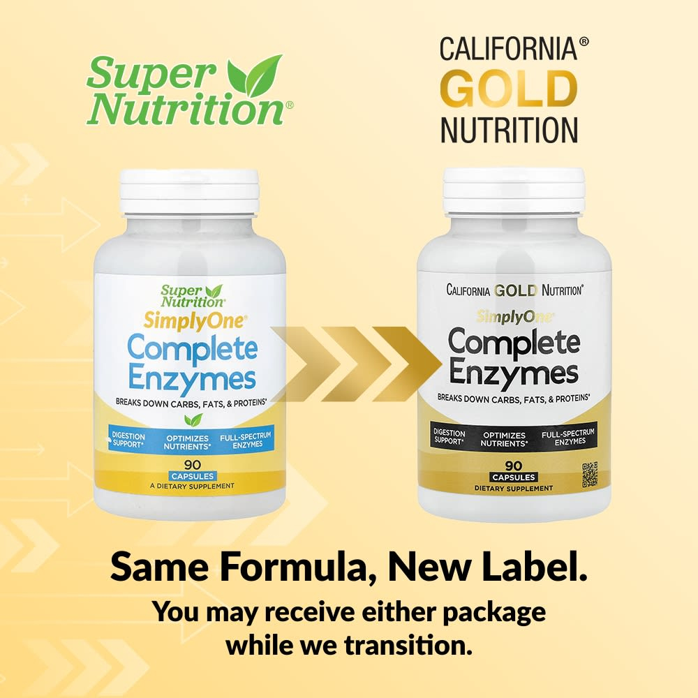 California Gold Nutrition, SimplyOne®, комплекс ферментов с бетаина гидрохлоридом, экстрактом жёлчи крупного рогатого скота, ферментами полного спектра и бромелаином, 90 капсул