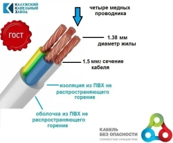 Провод ПВС 4х1.5 ГОСТ 5 метров Калужский кабельный завод