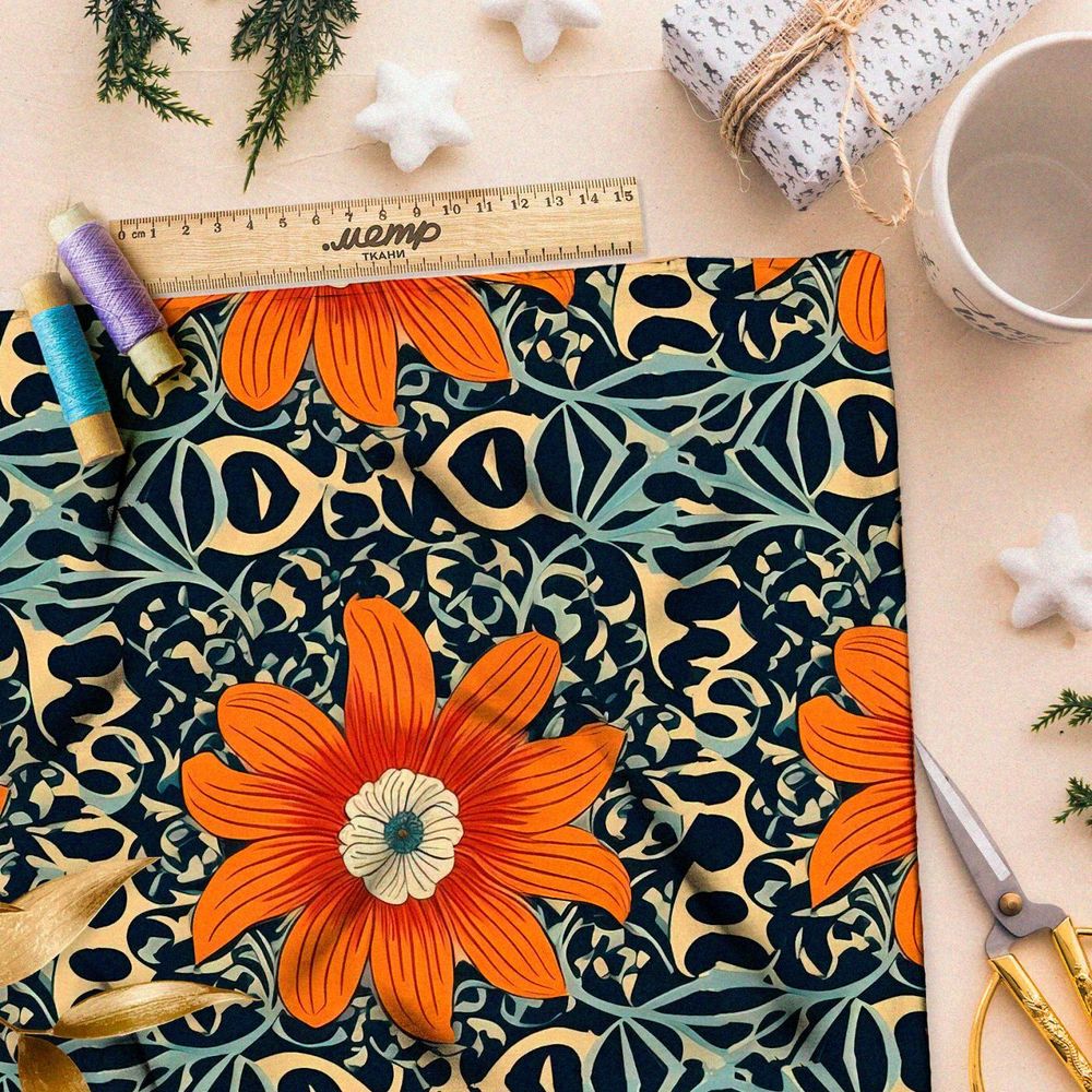 Ткань премиум Оксфорд 600D флоральное расцветание