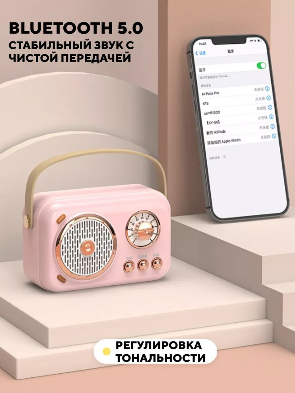 Детская караоке колонка, блютуз станция с микрофоном