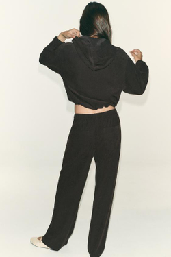 ZARA БРЮКИ WIDE LEG, ТЕМНО-КОРИЧНЕВЫЙ