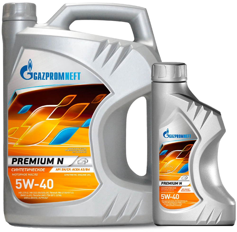 Моторное масло Gazpromneft Premium N 5W-40, синтетическое, 4 л + 1 л в подарок